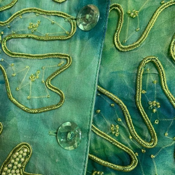 Anage Women's Art to Wear Green Beaded Sil… - Picture 2 of 5